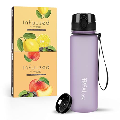 720°DGREE Eistee Trinkflasche 500ml “uberBottle + InFuuzed“ - BPA-Frei, Ohne Zucker, Keine Kalorien - Einfach lecker - Geschmack für die Wasserflasche, Eis Tee Alternative - 2x 25 Beutel mind. 25l von 720°DGREE