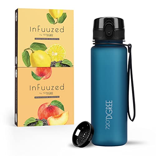 720°DGREE Eistee Trinkflasche 500ml “uberBottle + InFuuzed“ - BPA-Frei, Ohne Zucker, Keine Kalorien - Einfach lecker - Geschmack für die Wasserflasche, Eis Tee Alternative - 2x 25 Beutel mind. 25l von 720°DGREE