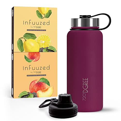 720°DGREE Eistee to go "InFuuzed" 2x 25 Beutel für mind. 25l + Thermo Trinkflasche 950ml "noLimit" - Das Erfrischungsgetränk Ohne Zucker & Kalorien - Lecker leichte Alternative zu Eis Tee, Softdrinks von 720°DGREE