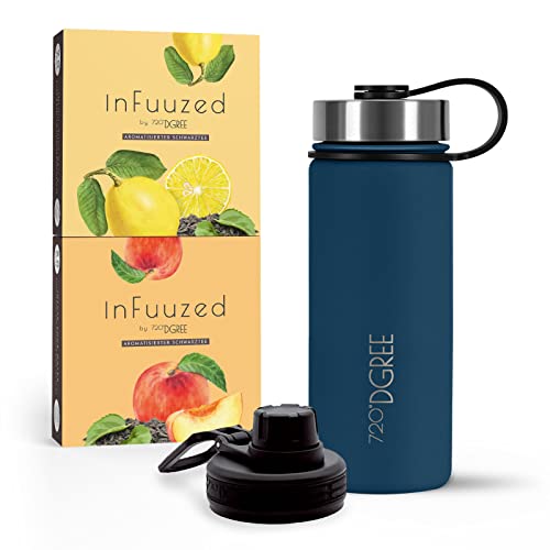 720°DGREE Eistee to go "InFuuzed" 2x 25 Beutel für mind. 25l + Thermo Trinkflasche 530ml "noLimit" - Das Erfrischungsgetränk Ohne Zucker & Kalorien - Lecker leichte Alternative zu Eis Tee, Softdrinks von 720°DGREE