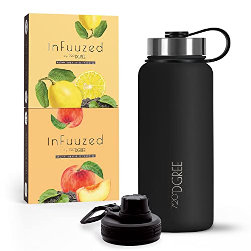 720°DGREE Eistee to go "InFuuzed" 2x 25 Beutel für mind. 25l + Thermo Trinkflasche 950ml "noLimit" - Das Erfrischungsgetränk Ohne Zucker & Kalorien - Lecker leichte Alternative zu Eis Tee, Softdrinks von 720°DGREE