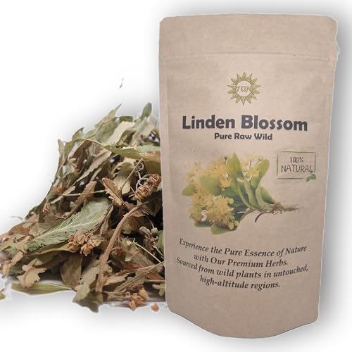 Premium Lindenblüten 50g – 100% Rein, Roh, Wild, Non-GMO, Vegan – Unterstützt Entspannung, Herzgesundheit und Antioxidativen Schutz – Perfekt für Beruhigende Tees und Kräuteraufgüsse von 7UN