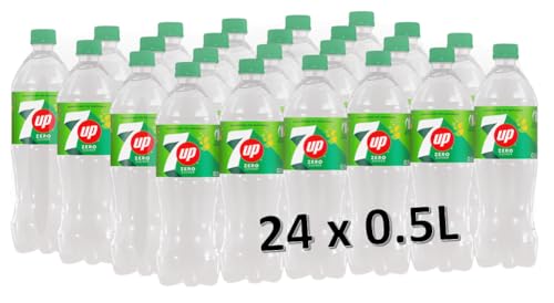 7UP Zero, Zuckerfreie Limonade mit Zitronen- und Limettengeschmack in Flaschen aus 100 Prozent recyceltem Material, EINWEG (24 x 0.5 l) von 7UP