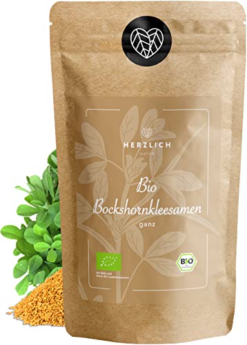 80DEGREES BIO Bockshornkleesamen-Bockshornklee Samen Tee-naturbelassen, als Tee oder Gewürz-Fenugreek Seeds-Premium Bio-Qualität-per Hand geprüft und abgefüllt in Deutschland | Herzlich Natur (1000g) von Herzlich Natur