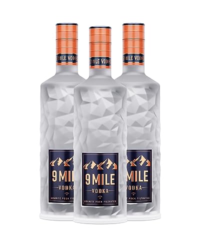 9 Mile Vodka (3 x 0,7 Liter) 37,5% Vol. Alkohol - Flasche inkl. LED-Beleuchtung - Granite Rock Filtrated Premium Wodka - Milder Geschmack - Bekannt aus Rap & HipHop - Als Drink, Shot oder Geschenkidee von 9 Mile