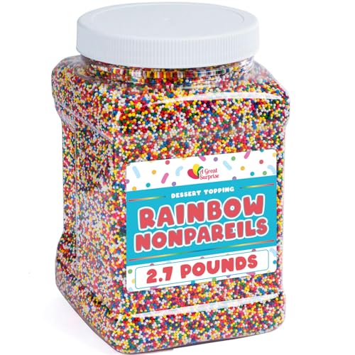 A Great Surprise Nonpareilles Streusel Bulk - Regenbogen nicht Pareil Streusel in wieder verschließbaren Behälter, 2,2 LB Bulk Candy von A Great Surprise