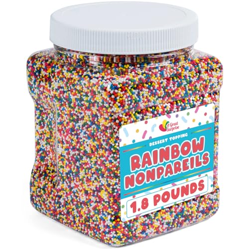 A Great Surprise Regenbogen Nonpareilles Streusel - nicht Pareil Streusel in wiederverschließbaren Behälter 1,9 LB Bulk Candy Rainbow Nonpareilles von A Great Surprise