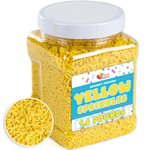 Gelbe Streusel – 0,7 kg – gelbe Jimmies Streusel – gelbe Cupcake-Garnierungen – Bulk Sonnenblumen-Streusel für Kuchendekoration, Backen, Eis von A Great Surprise