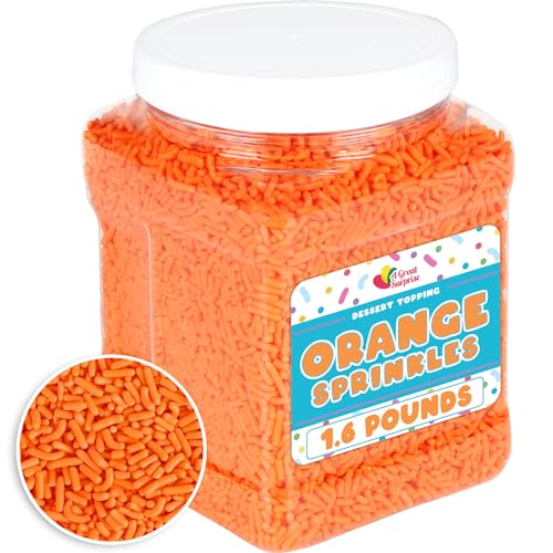 Orange Streusel – 0,7 kg – Bulk Orange Jimmies – Thanksgiving Streusel – Herbst Bulk Jimmies für Kuchendekoration von A Great Surprise