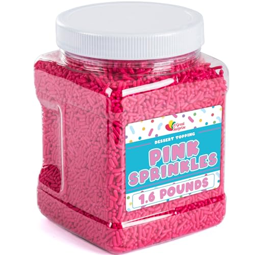 Pink Streusel – 0,7 kg – Bulk Pink Jimmies – Babyparty-Dessert-Garnierung – Prinzessinnen-Kuchendekoration, Eis, Cupcakes, Kekse, Cake Pops von A Great Surprise