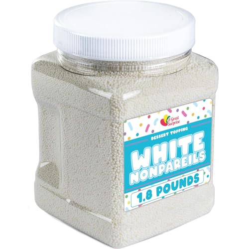 White Nonpareils Streusel – 0,8 kg Bulk Candy – Streuen Sie keine Pareils – Streuen für Kuchendekoration, Cupcakes, Backen von A Great Surprise