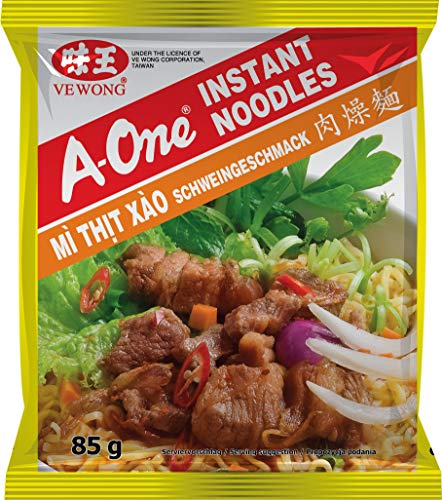 A-ONE Instantnudeln, Schwein, 30er Pack (30 x 85 g Packung) von A-ONE