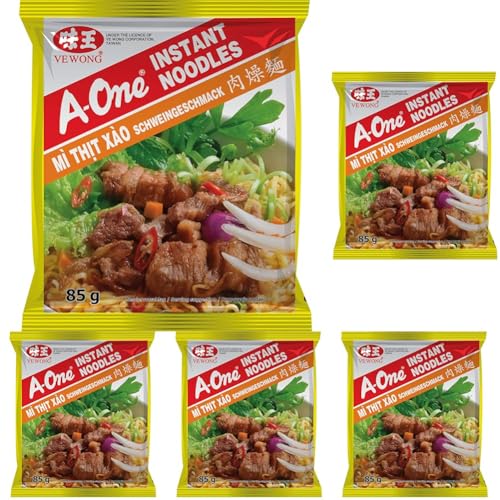 A-ONE Instantnudeln, Schwein, 85 g (Packung mit 5) von A-ONE