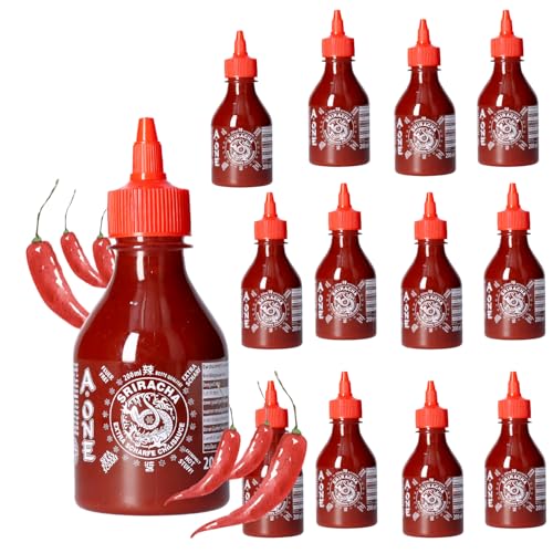 A-ONE Sriracha Sauce 12 x 200ml - Super Hot - Extra Scharf Chilli Sauce - Perfekt für Gastro von A-ONE