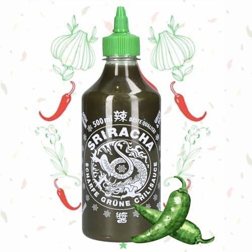 A-One Sriracha Sauce Grüne Chilli 12 x 500ml Würzsaucen - 12er Vorteilspack Chilisauce - Aus grünen Chilis hergestellt - Super für Sushi, Gastronomie von A-ONE