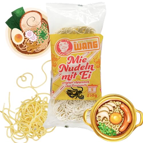 Mr. WANG 21 x 250g Chinesische Mie Nudeln mit Ei - schonend vorgedämpft - Instant Schnellkochnudeln - Idea für gebratene Nudeln Wokgerichte oder Suppen - Schnell und einfach - Vegetarisch von A-ONE