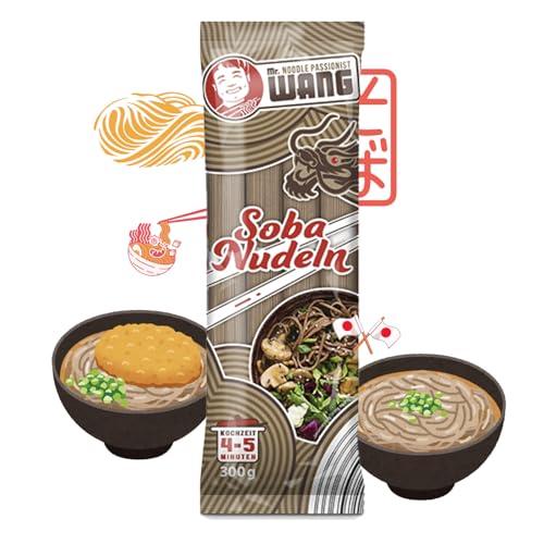 Mr. WANG Soba Nudeln 10 x 300g - Japanische Weizennudeln mit herb-nussigem Geschmack aus Buchweizen für Suppen und Wok Gerichte - Vegan von A-ONE