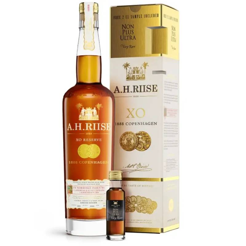 A. H. Riise XO Reserve 1888 Copenhagen Gold Medal 40% vol. 0,7l + 2cl Non Plus Ultra Very Rare Sample von A.H. Riise