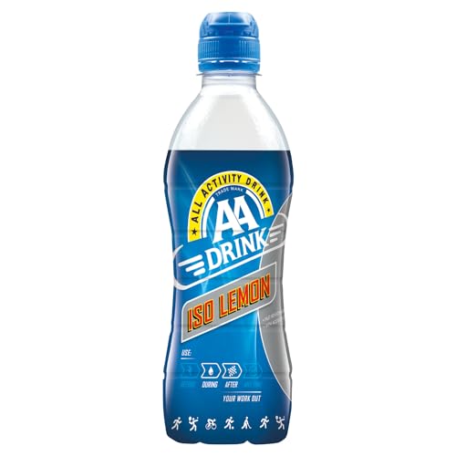 AA Drink Iso Lemon 12x50cl - Erfrischendes isotonisches Zitronen-Sportgetränk für aktive Athleten, mit Elektrolyten für optimale Leistung, 12 Einwegflaschen à 500 ml von AA Drink