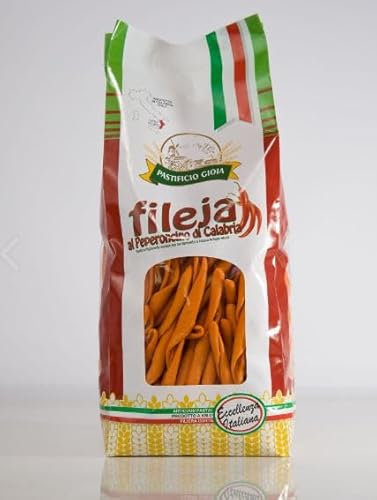 PASTIFICIO GIOIA PASTA FILEJA KALABRESE DIE BESTE MANUFAKTURA-PASTA MULTIPACK AROMEN ZUR AUSWAHL (10 Packungen, FILEJA PEPERONCINO) von ABAZO