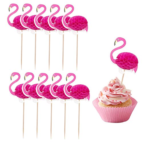 50 Stück Cupcake-Topper 3D Flamingo Cupcakes Topper Essen Picks Party Cocktail Tropical Cupcake Picks Dekoration von ABSOK