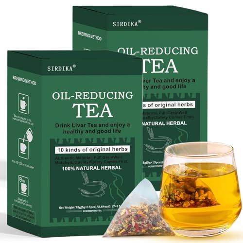 Oil-Reducing Tea, 10 Herbal with Excellent Formula, Oil Cleansing Tea for Liver, Herbal Chinese Tea For Liver, Mild Herbs Oil Reducing Tea, Organic Kidneys & Liver Tea, 15 Tea Bags (2Box) von AFGQIANG