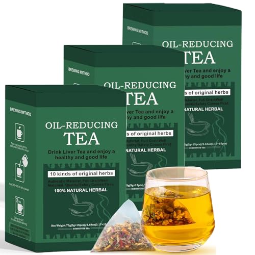 Oil-Reducing Tea, 10 Herbal with Excellent Formula, Oil Cleansing Tea for Liver, Herbal Chinese Tea For Liver, Mild Herbs Oil Reducing Tea, Organic Kidneys & Liver Tea, 15 Tea Bags (3Box) von AFGQIANG