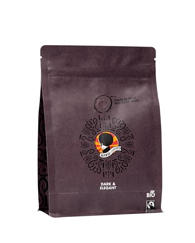 AFRO COFFEE Dark & Elegant I 250g Premium Bio Kaffeebohnen Fairtrade I 100% Arabica Kaffee Bohnen I Bohnenkaffee aus Äthiopien mit Noten von Bitterschokolade I handgepflückt, dunkel geröstet, säurearm von Afro Coffee