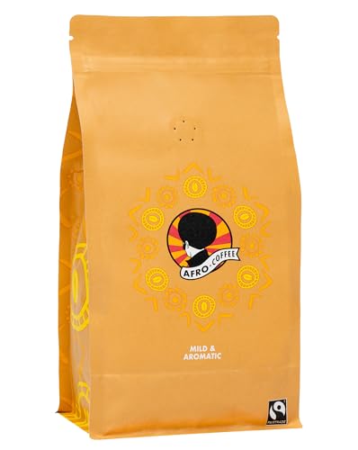 AFRO COFFEE Mild & Aromatic I 500g Premium Kaffeebohnen Fairtrade I Arabica & Robusta Kaffee ganze Bohnen I Bohnenkaffee aus Ostafrika mit blumiger Note I handgepflückt, mittel geröstet, säurearm von Afro Coffee