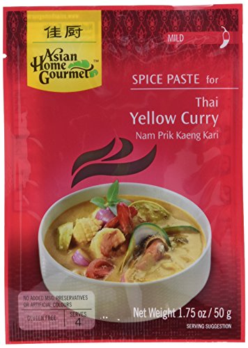 Asian Home Gourmet Würzpaste thailandische Curry gelb, 6er Pack (6 x 50 g) von AHG