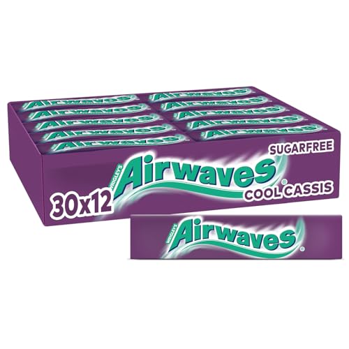 Airwaves Cool Cassis, Zuckerfreier Kaugummi, Mit Mentholfrische, 30 Packungen mit 12 Dragees von AIRWAVES