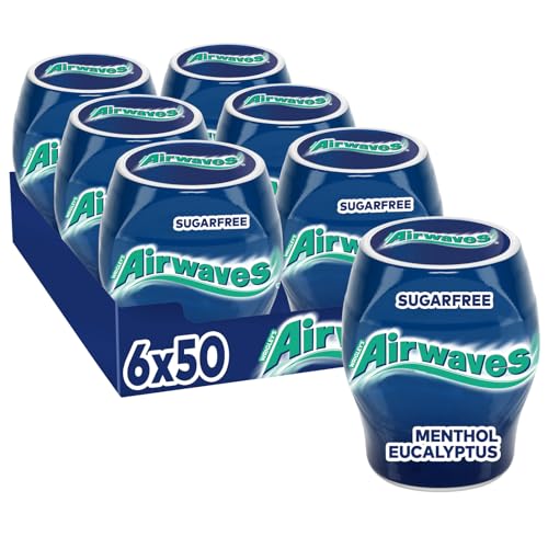 Airwaves Menthol und Eucalyptus, Zuckerfreier Kaugummi, Mit Minzfrische, 6 Dosen mit 50 Dragees von AIRWAVES