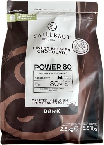 Callebaut dunkle Callets Power 80 2,5kg, weniger süß, Kuvertüre, Backschokolade von AK-Colonia