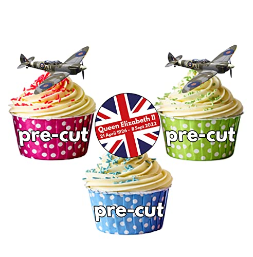 Cupcake-Dekoration, vorgeschnitten, Motiv: Union Jack, Großbritannien-Flagge, essbar 12er-Pack von AK Giftshop