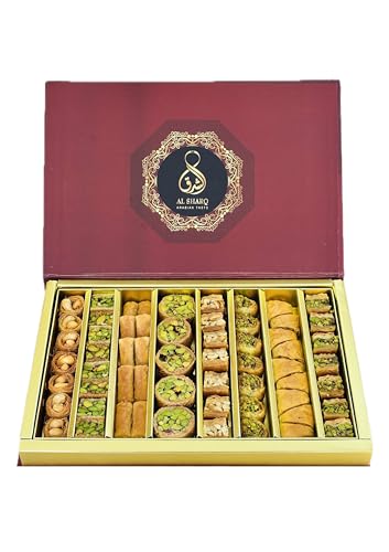 Baklava 900g,60 Stück I Baklava-Sortiment mit Pistazien, Mediterranes Baklava,Baklava mit Nüssen, Pistazien Baklava,Cashewnüssen I Elegante Geschenkverpackung I Ohne Konservierungsstoffe,ohne Zusatzst von AL SHARQ ARABIAN TASTE