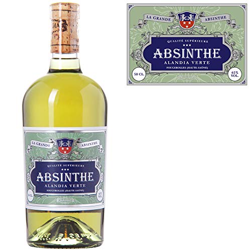 Absinth ALANDIA Verte | Mit Goldmedaille prämiert | Original Rezeptur aus dem 19. Jh. | Ohne Farbstoff | 65% Vol. | (1x 0,5 l) von ALANDIA