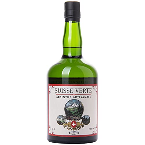 Absinth Suisse Verte | Natürlich grün ohne Farbstoff | 68% | Tradition aus der Schweiz | (1x 0,7 l) von ALANDIA