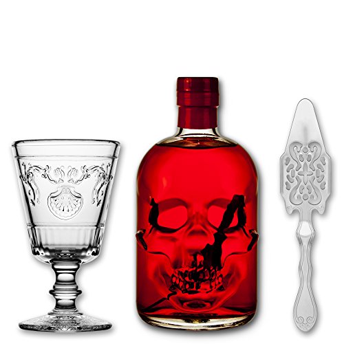 Red Chili Head Absinthe 0,5l + 1x Absinth Glas Versailles + 1x Absinth Löffel Antique von ALANDIA