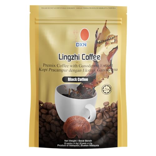 Alibooster DXN Lingzhi Schwarzer Kaffee ohne Zucker – Original – Ganoderma Reishi – 20 Beutel x 4,5 g von ALIBOOSTER