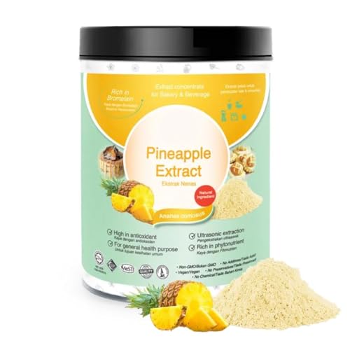 Ananaspulver - standardisierter Extrakt - 200g rein 100% natürlich ohne Zusatzstoffe - Für Suppen, Smoothies, Kaffee, Getränke, Backwaren von ALIBOOSTER