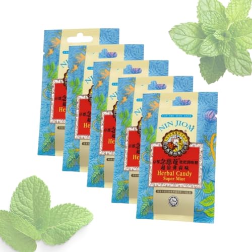 Kräuter-Minz-Bonbons - Frischer Atem - Herbal candy Nin Jiom SUPERMINT - 5x Pack 20g von ALIBOOSTER