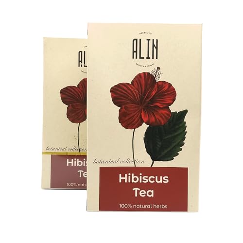 ALIN Hibiskus-Tee - 100% Hibiskusblüten - 2x20 Teebeutel - 20g natürlicher Kräutertee - 2 Boxen Set von ALIN