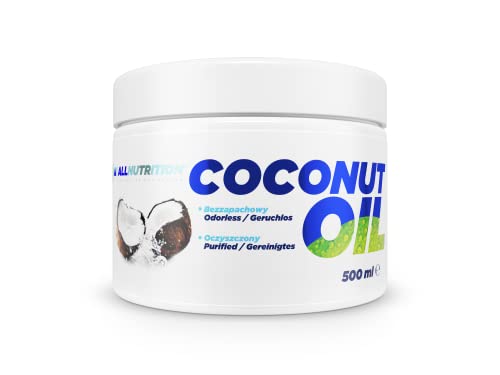 ALLNUTRITION Raffiniertes Kokosnussöl - 100% natürliches Kokosnussöl zum Kochen, Braten - Geruchsneutrales Kokosnussöl - Reines Kokosnussöl für Haut und Haar - Veganer Butterersatz - 500ml von ALLNUTRITION