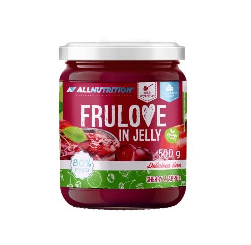 ALLNUTRITION Zuckerfreie Marmelade - Frulove In Jelly Cherry & Apple - Low Carb Früchte in Gelee - 80% Fruchtgelee Kalorienarmer Aufstrich - Zuckerfreie Marmelade - Veganerfreundlich - 500g von ALLNUTRITION