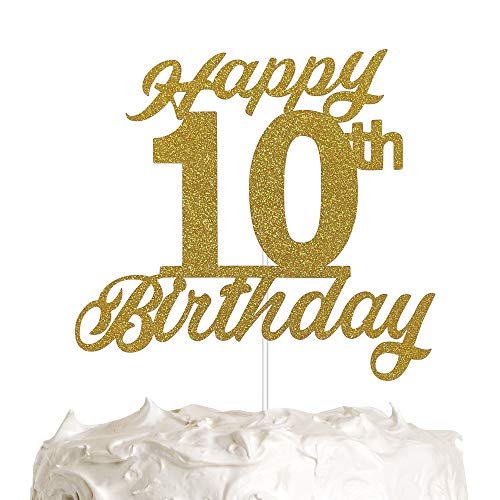 Tortenaufsatz "Happy 10th Birthday", zum 10. Geburtstag, Party-Kuchendekoration von ALPHA K