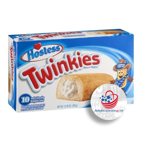 AMERICANFOOD4U Hostess Twinkies, 10 Stück, Mini Kuchen mit cremiger Vanille-Füllung, amerikanische Süßigkeiten von AMERICANFOOD4U