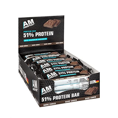 AMSPORT® High Protein Bar 50+ I Proteinriegel für Muskelaufbau Muskelerhalt Trainingspower I Eiweißriegel ohne Zuckerzusatz I Hochwertige Proteinquelle I 24 x 50g Riegel Dark Choco 170 kcal von AMSport