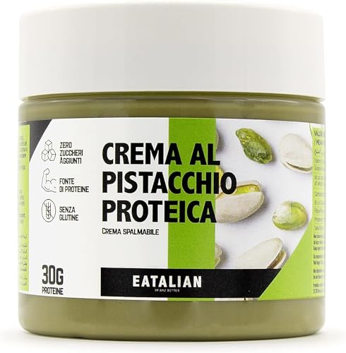 EATALIAN by AMZ BETTER Protein-Pistazienmus 200 Gramm, Sizilianische Natürliche Streichfähige Pistazien-Creme, Made in Italy, Süßer Geschmack Ideal auf Brot und zum Füllen von Desserts von AMZ BETTER