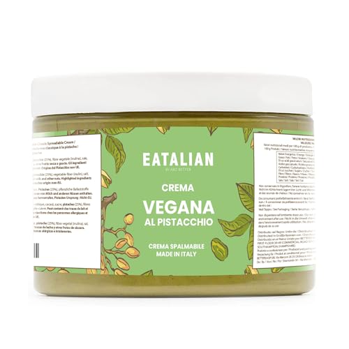 EATALIAN by AMZ BETTER Vegan Pistachio Cream, Köstlicher veganer Aufstrich mit einzigartiger Süße, Ideal auf Brot, Perfekt mit Eis, Als Kuchenbelag, 500g Made in Italy. von AMZ BETTER