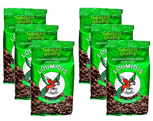 6x 200 g griechischer Mokka Kaffee Loumidis Mocca Cafe Spar Paket 1,2 kg aus Griechenland + Probiersachet 10 ml Olivenöl aus Kreta von Oxycute GD